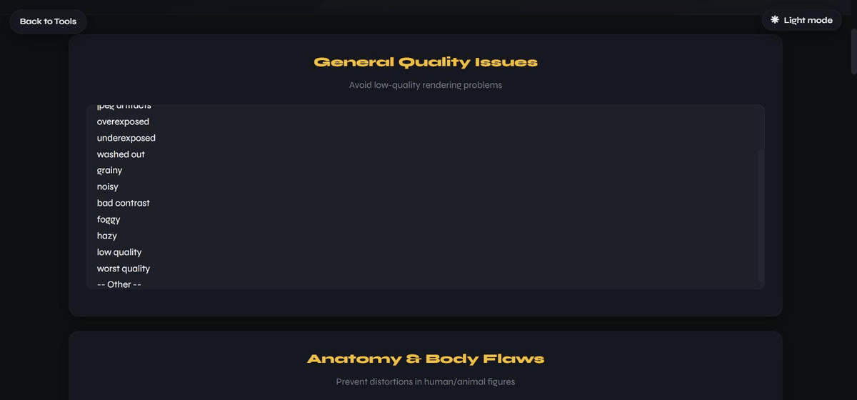 Negative Prompt Builder