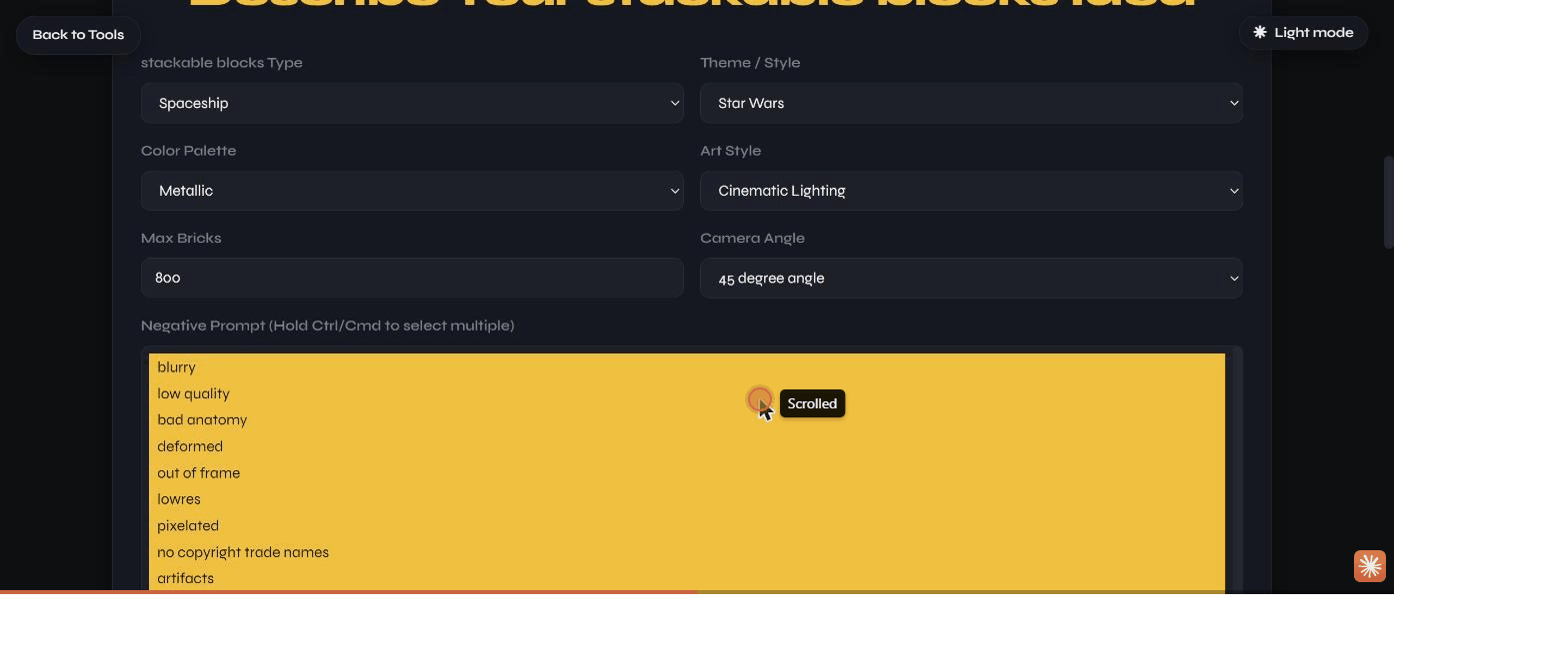 The custom-idea form