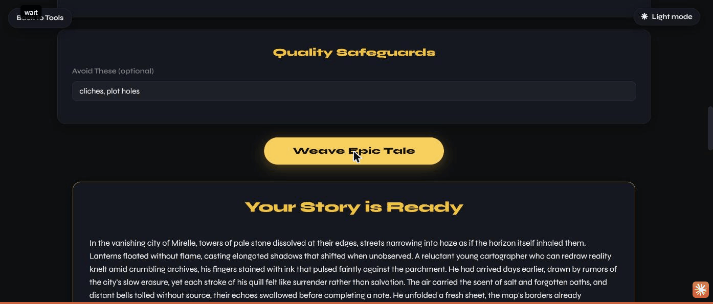 The generated story